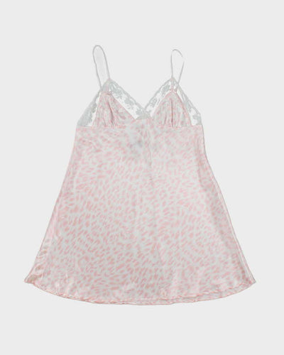 Jessica Pink Satin Animal Print Slip - M