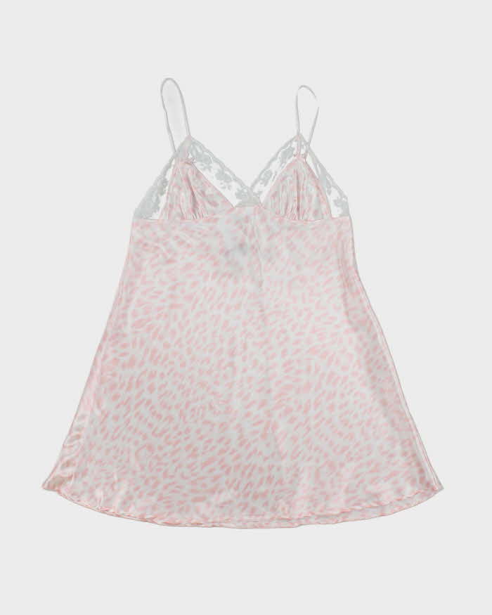 Jessica Pink Satin Animal Print Slip - M