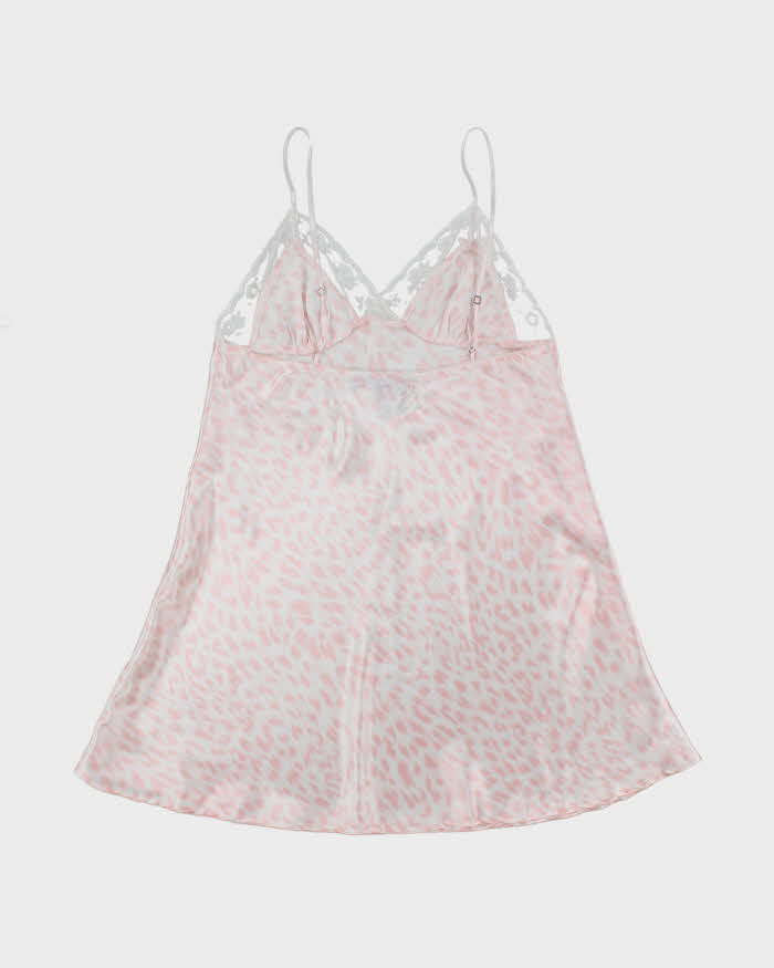 Jessica Pink Satin Animal Print Slip - M