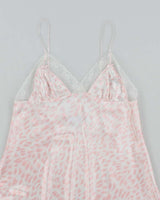 Jessica Pink Satin Animal Print Slip - M