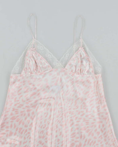Jessica Pink Satin Animal Print Slip - M