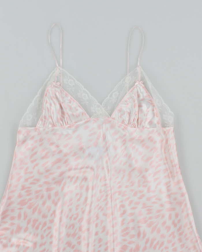 Jessica Pink Satin Animal Print Slip - M