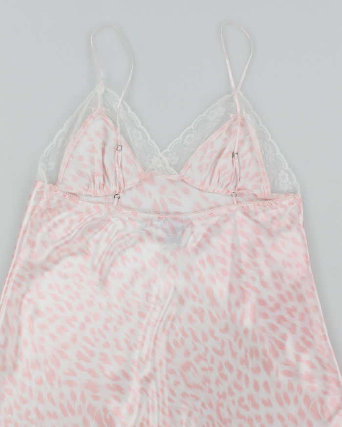 Jessica Pink Satin Animal Print Slip - M