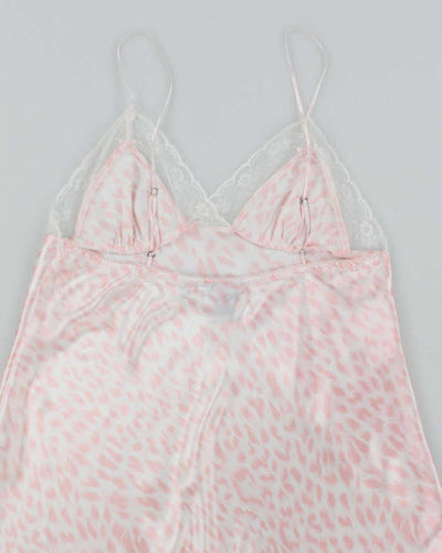 Jessica Pink Satin Animal Print Slip - M
