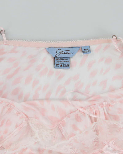 Jessica Pink Satin Animal Print Slip - M