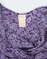 Vintage 1990s Silk and Satin 100% Silk Purple Print Maxi Slip - S