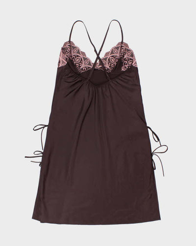 Vintage 1990s Barbara Thick Dark Chocolate Brown Designer Slip - L