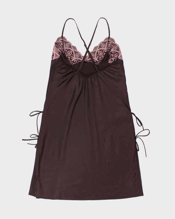 Vintage 1990s Barbara Thick Dark Chocolate Brown Designer Slip - L