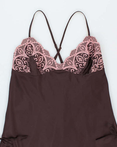 Vintage 1990s Barbara Thick Dark Chocolate Brown Designer Slip - L
