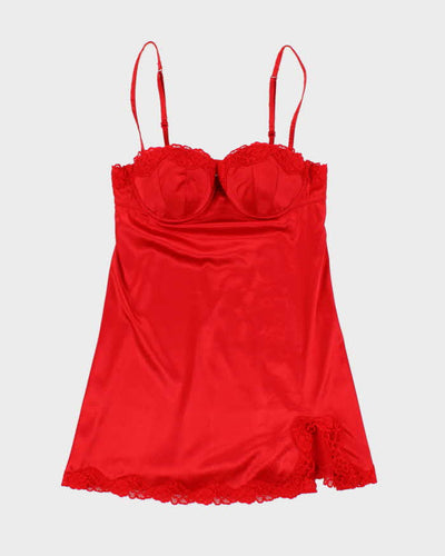 La Senza Deep Red Satin Underwire Slip - S