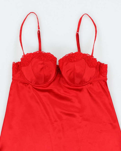 La Senza Deep Red Satin Underwire Slip - S