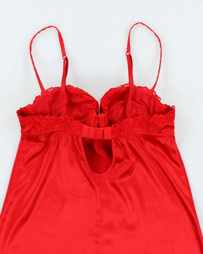 La Senza Deep Red Satin Underwire Slip - S