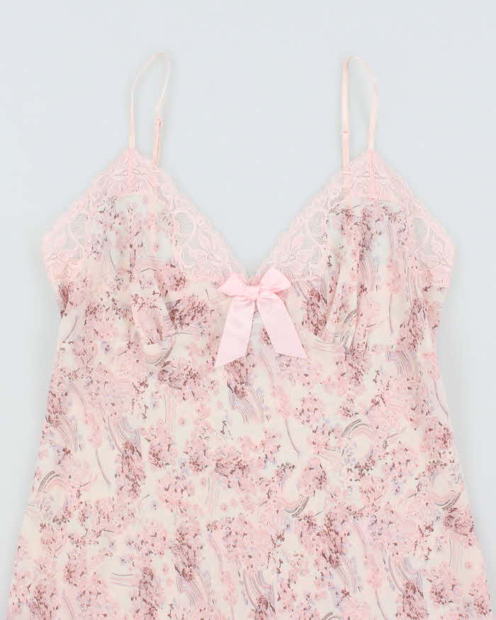 Vintage 90s La Senza Floral Lace Back Slip - L