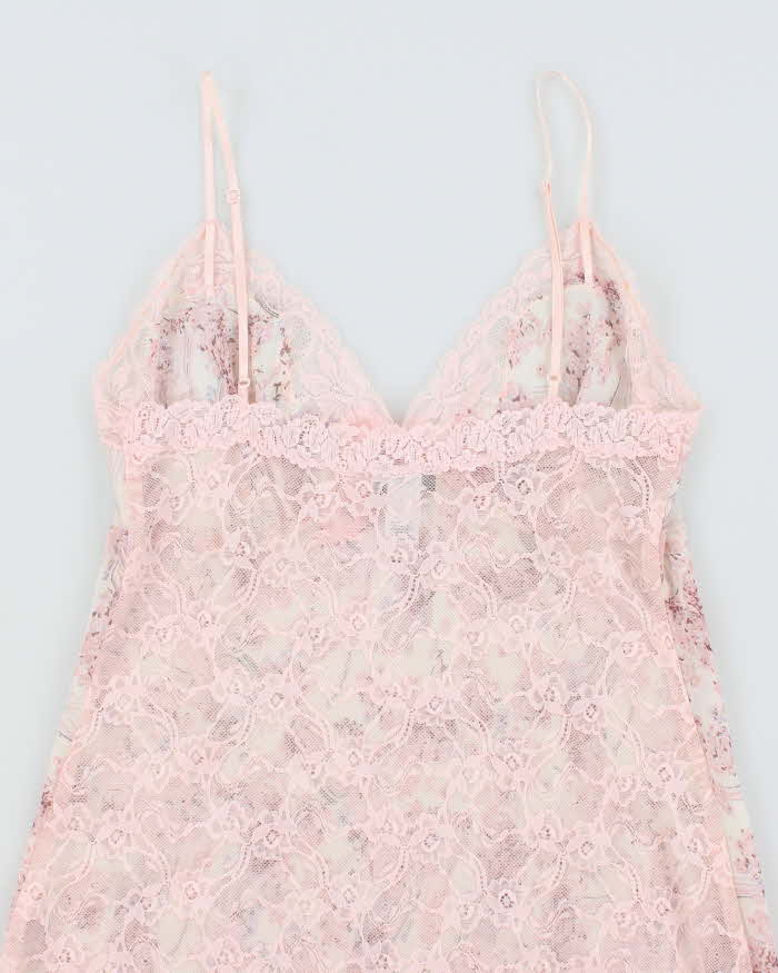 Vintage 90s La Senza Floral Lace Back Slip - L
