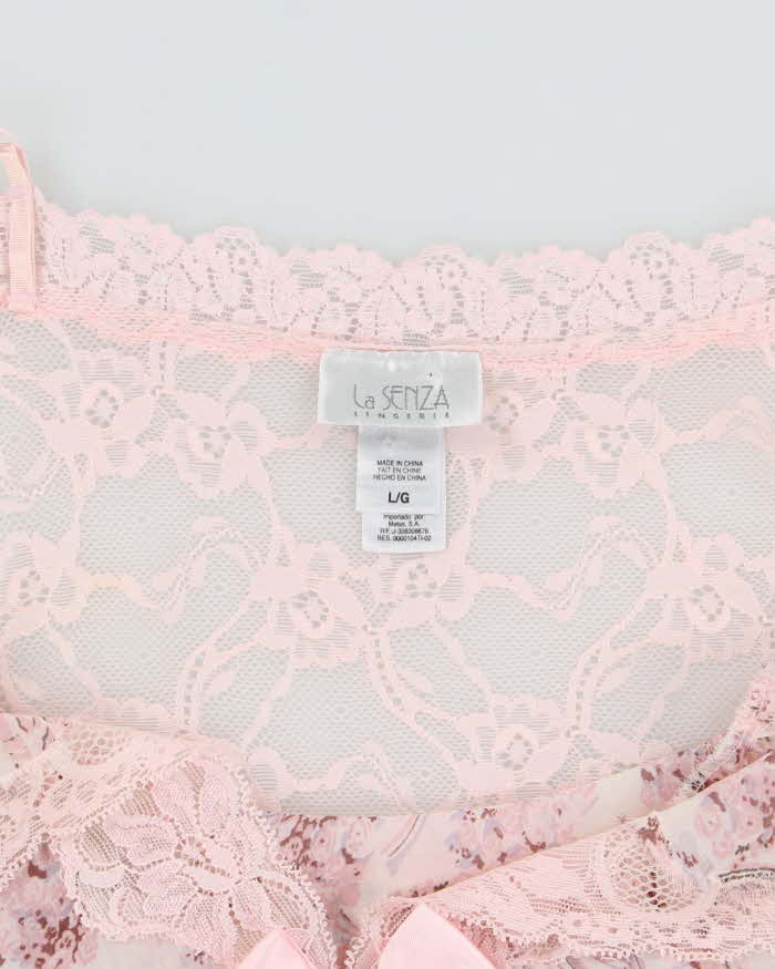 Vintage 90s La Senza Floral Lace Back Slip - L