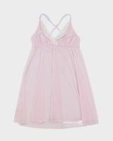 Y2k 00s La Vie En Rose Deadstock Pink Mesh Slip Dress - S