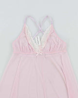 Y2k 00s La Vie En Rose Deadstock Pink Mesh Slip Dress - S