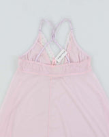 Y2k 00s La Vie En Rose Deadstock Pink Mesh Slip Dress - S
