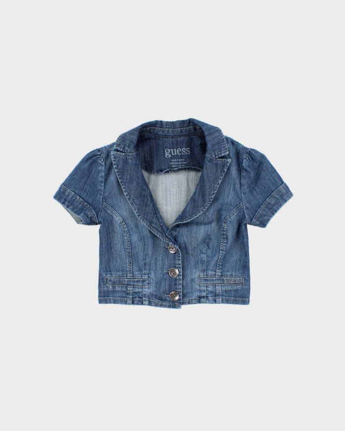 Vintage Y2k 2000s Guess Short Sleeve Cropped Denim Jacket - M