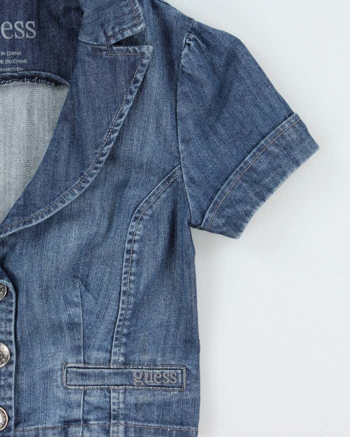 Vintage Y2k 2000s Guess Short Sleeve Cropped Denim Jacket - M