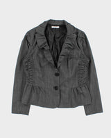 Vintage Y2k 2000s Ricki's Ruffle Collar Shirred Waist Blazer Jacket - M