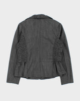 Vintage Y2k 2000s Ricki's Ruffle Collar Shirred Waist Blazer Jacket - M