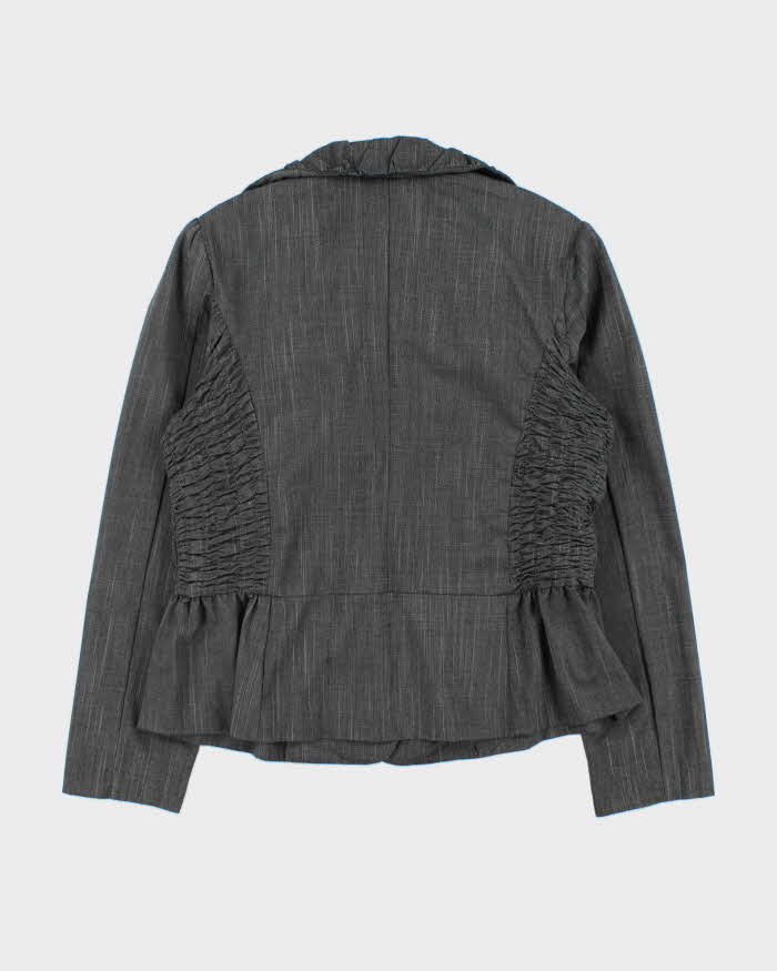 Vintage Y2k 2000s Ricki's Ruffle Collar Shirred Waist Blazer Jacket - M
