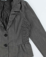 Vintage Y2k 2000s Ricki's Ruffle Collar Shirred Waist Blazer Jacket - M