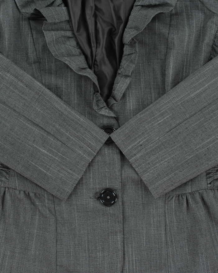 Vintage Y2k 2000s Ricki's Ruffle Collar Shirred Waist Blazer Jacket - M