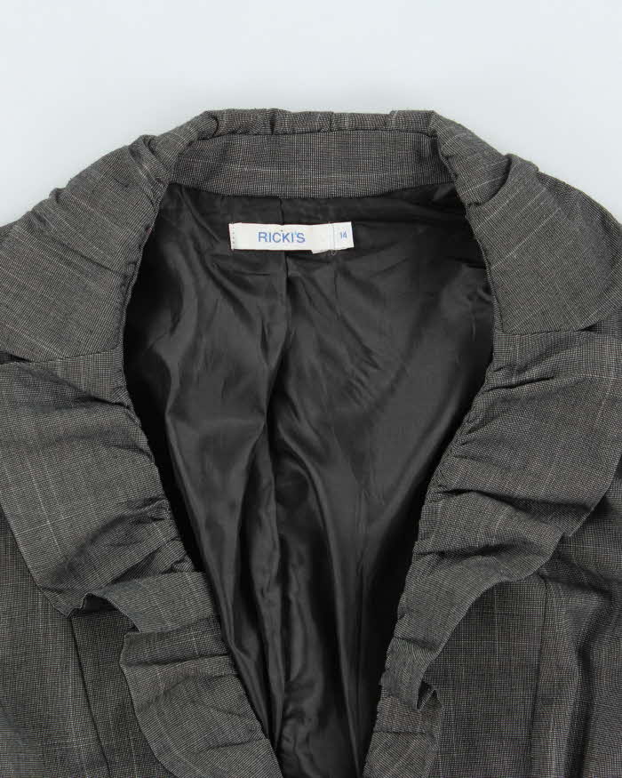 Vintage Y2k 2000s Ricki's Ruffle Collar Shirred Waist Blazer Jacket - M