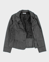 Vintage Y2k 2000s Ricki's Ruffle Collar Shirred Waist Blazer Jacket - M