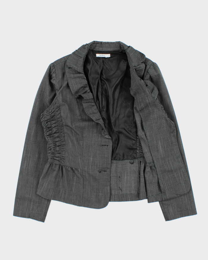 Vintage Y2k 2000s Ricki's Ruffle Collar Shirred Waist Blazer Jacket - M