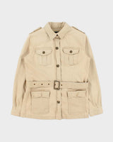 Vintage Y2K 00s Lauren Jeans Ralph Lauren Khaki Belted Denim Safari Jacket - M