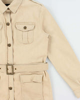 Vintage Y2K 00s Lauren Jeans Ralph Lauren Khaki Belted Denim Safari Jacket - M