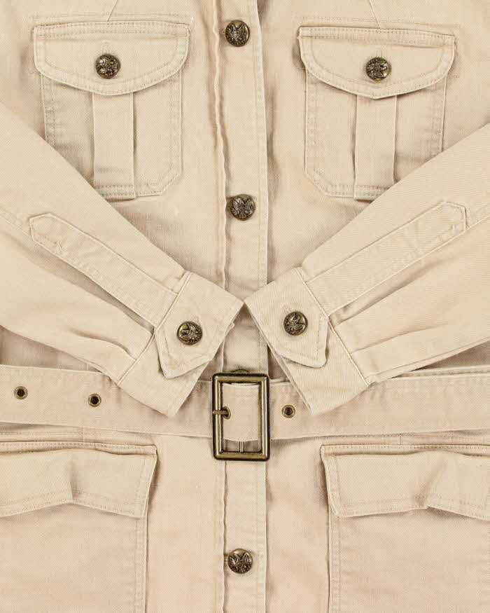 Vintage Y2K 00s Lauren Jeans Ralph Lauren Khaki Belted Denim Safari Jacket - M