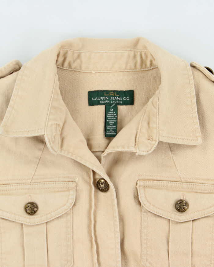 Vintage Y2K 00s Lauren Jeans Ralph Lauren Khaki Belted Denim Safari Jacket - M