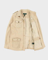 Vintage Y2K 00s Lauren Jeans Ralph Lauren Khaki Belted Denim Safari Jacket - M