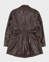Vintage 1980s Wilsons Brown Mid-Length Belted Women's Leather Jacket - S