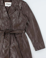 Vintage 1980s Wilsons Brown Mid-Length Belted Women's Leather Jacket - S