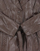 Vintage 1980s Wilsons Brown Mid-Length Belted Women's Leather Jacket - S