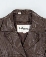 Vintage 1980s Wilsons Brown Mid-Length Belted Women's Leather Jacket - S