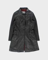 Vintage 1990s Laurence Roy Quilt Lined Mid-Length Calfskin Leather Jacket - M