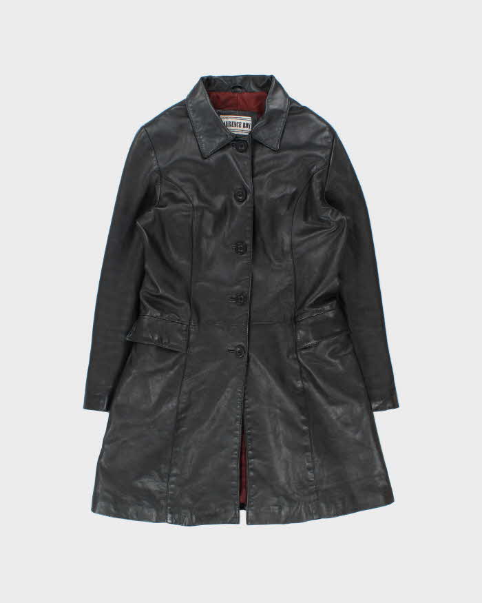Vintage 1990s Laurence Roy Quilt Lined Mid-Length Calfskin Leather Jacket - M