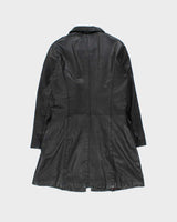 Vintage 1990s Laurence Roy Quilt Lined Mid-Length Calfskin Leather Jacket - M