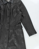 Vintage 1990s Laurence Roy Quilt Lined Mid-Length Calfskin Leather Jacket - M