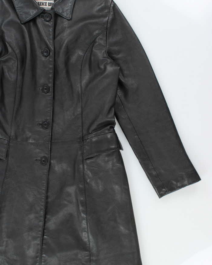 Vintage 1990s Laurence Roy Quilt Lined Mid-Length Calfskin Leather Jacket - M