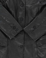 Vintage 1990s Laurence Roy Quilt Lined Mid-Length Calfskin Leather Jacket - M