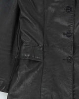 Vintage 1990s Laurence Roy Quilt Lined Mid-Length Calfskin Leather Jacket - M