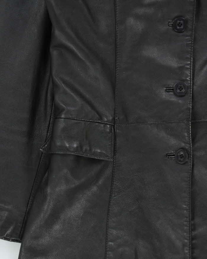 Vintage 1990s Laurence Roy Quilt Lined Mid-Length Calfskin Leather Jacket - M