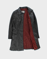 Vintage 1990s Laurence Roy Quilt Lined Mid-Length Calfskin Leather Jacket - M